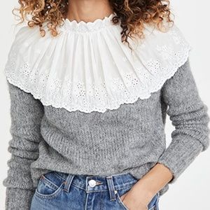 English Factory Eyelet Combo Sweater